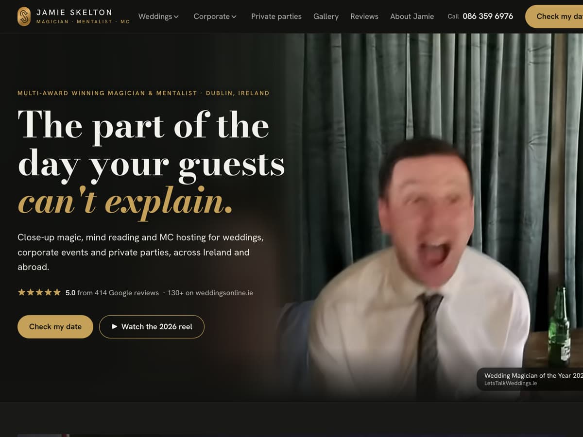 Jamie Skelton website screenshot