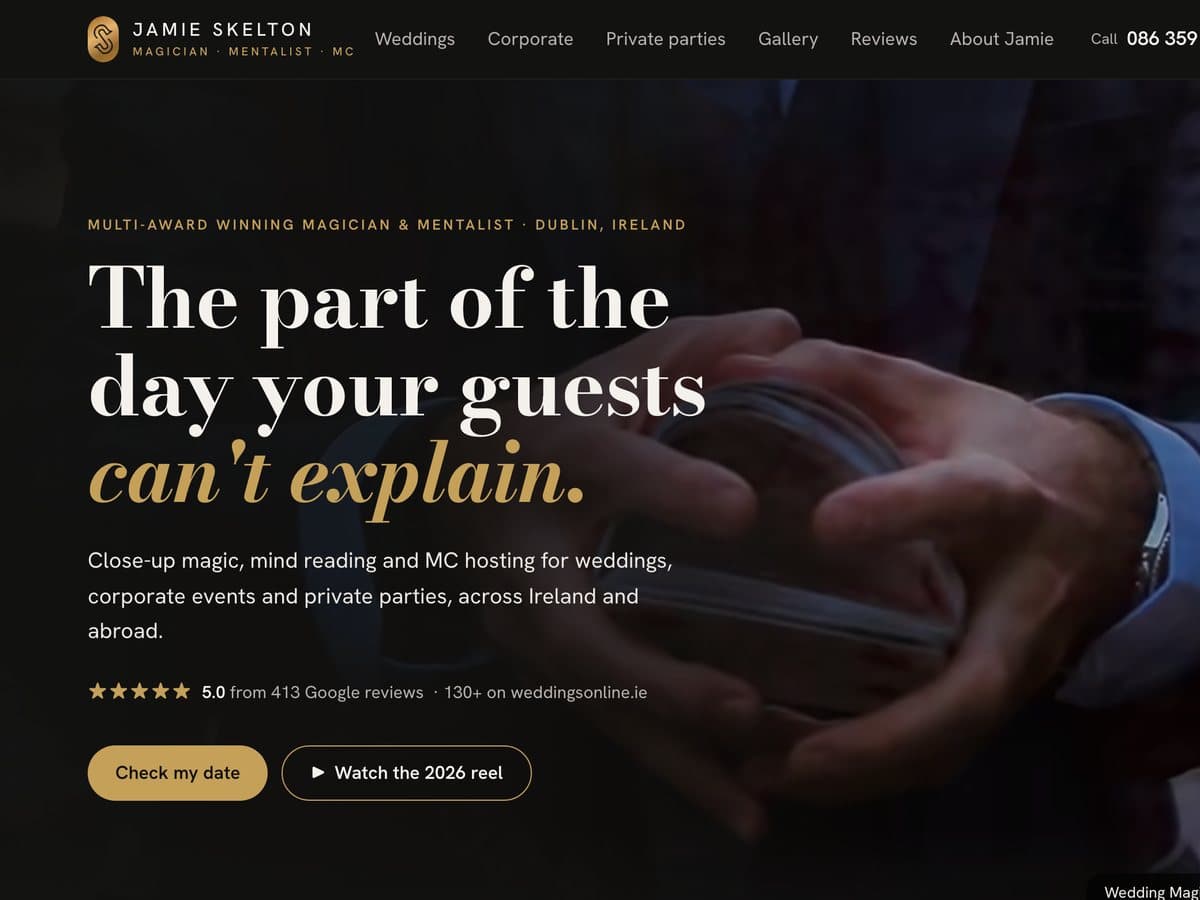 Jamie Skelton website screenshot