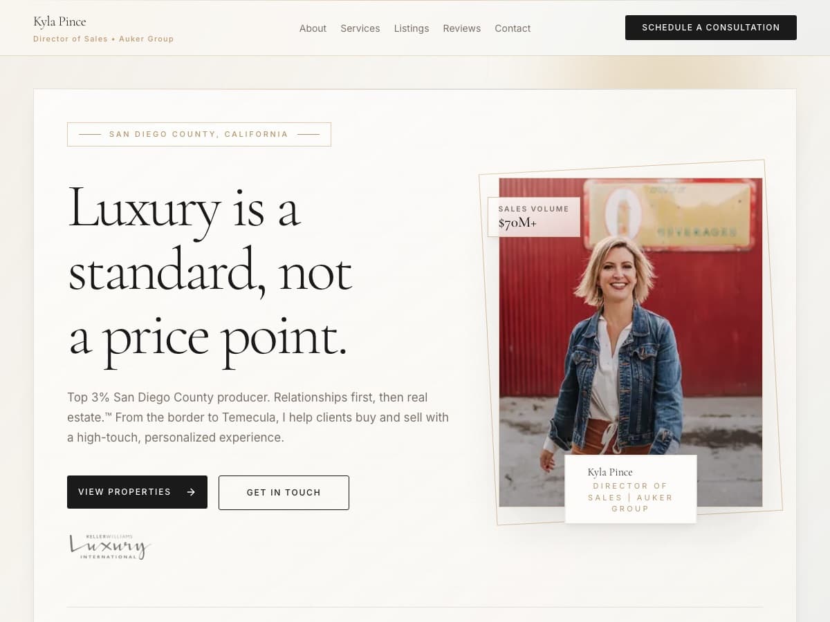 Kyla Pince website screenshot