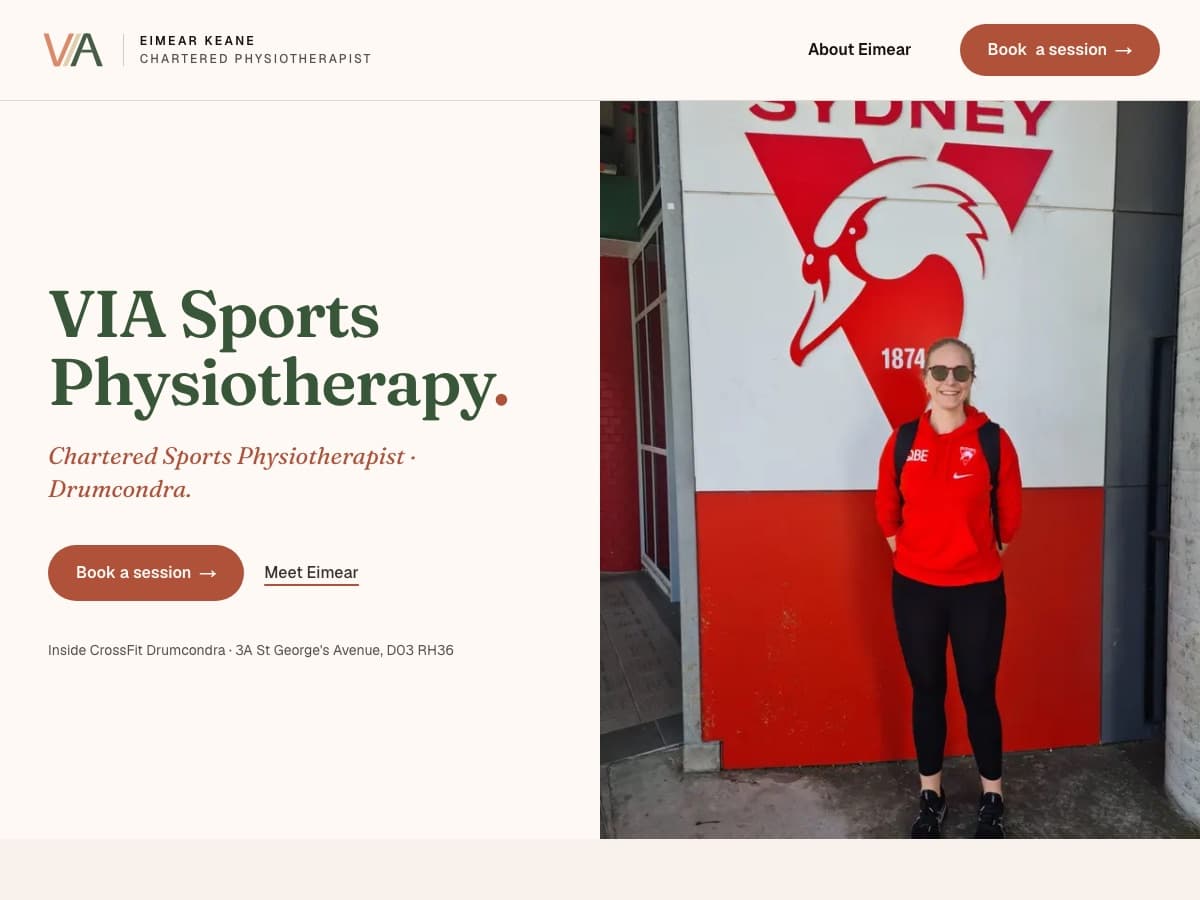 VIA Physiotherapy website screenshot