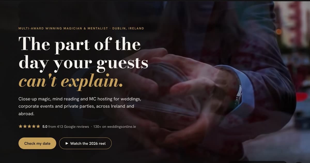 A Client Website Built Over WhatsApp: Jamie Skelton, Magician and Mentalist